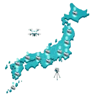 日本全国で撮影対応できることを表す日本地図のイラスト